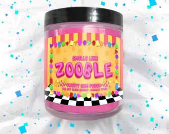 Circus Inspired ZOOBLE Candle - 8 oz Hand Poured Soy Blend Wax - Video Game Nerdy Gift