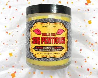 SIR PENTIOUS Inspired Candle - Horror Hell Hotel - 8 oz Hand Poured Soy Blend Wax - Video Game Nerdy Gift