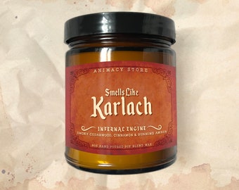 KARLACH Inspired Candle - BG3 - 8 oz Hand Poured Soy Blend Wax - Nerdy Anime Video Game Gift