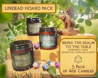 DnD Immersive 4oz Candle 3 Pack - UNDEAD HOARD PACK - Tabletop Scents - Nerdy Gaming Gift