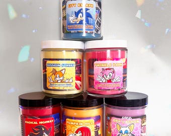 Fast Hedgehogs - 8 oz Hand Poured Soy Blend Wax - Video Game Nerdy Gift