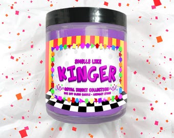 Circus Inspired KINGER Candle - 8 oz Hand Poured Soy Blend Wax - Video Game Nerdy Gift