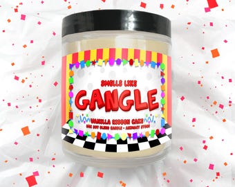 Circus Inspired GANGLE Candle - 8 oz Hand Poured Soy Blend Wax - Video Game Nerdy Gift