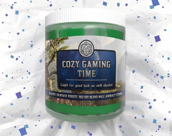 Cozy Gaming Time - BG3 DND Inspired Candle - 8 oz Hand Poured Soy Blend Wax - Nerdy Video Game Gift