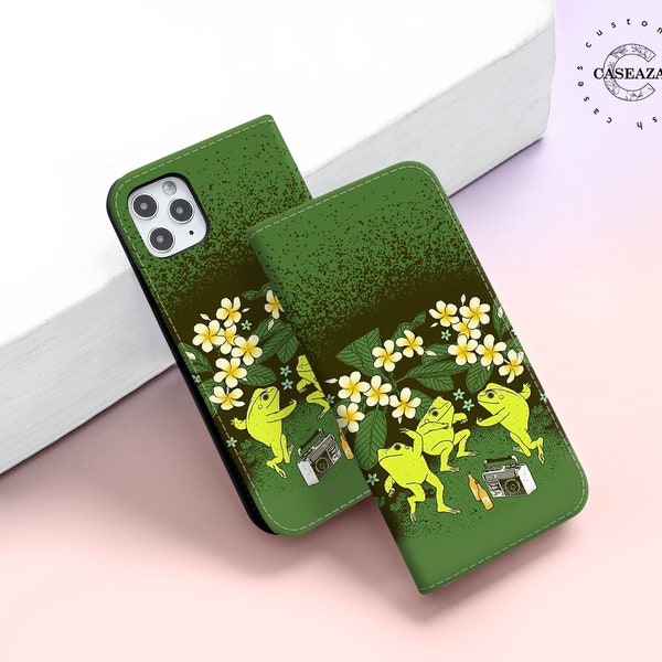 Frog funny wallet phone case Iphone 14 13 Pro Max 12 11 Pro Xs Xr X 8 7 Samsung S22 S21 S20 S10 Note 20 10 Google Pixel 6 Pro 6a 5a csz0233