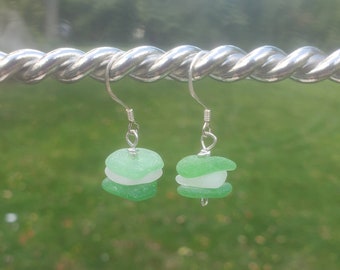 Sea Glass Earrings- Dangling Earrings-Beach Glass Jewelry- dainty earrings- drop Earrings- Sterling Silver- ocean Earrings- Christmas gift