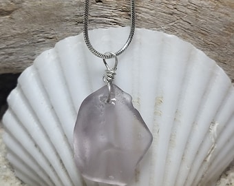 Purple Sea Glass Necklace- Blue sea glass necklace- Sea glass sterling silver- beach glass jewelry- genuine blue sea glass- beach necklsce