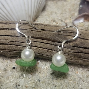 Earrings, recycled jewelry,  sterling silver, boho earrings,  eco friendly,  genuine beach glass, gift for mom, for her, unique earrings