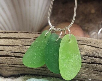 Green sea glass necklace, eco friendly jewelry,  recycled necklace, sterling silver, green  beach glass, gift for her,  Gift for mom,