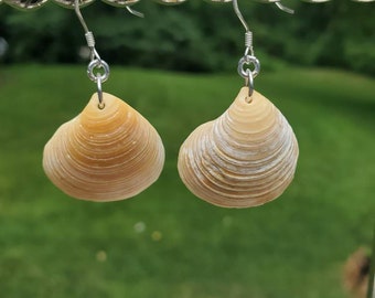 Sea Shell Earrings-Sterling Silver Dangles- Beach Earrings- For Women- Studs- seashell jewelry-Beach Jewelry- Sterling Silver- Nautical
