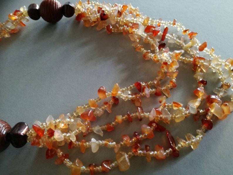 vintage ethnic style Carnelian agate gemstone and bead necklace