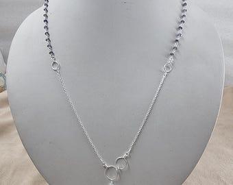 925 Sterling Silver Iolite Aquamarine Necklace, Natural Gemstone Necklace, Minimalist Necklace Dainty Layering Necklace, Handmade Jewlery