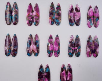 Pink Oyster Copper Turquoise Cabochon Lot: Loose Gemstone Pair