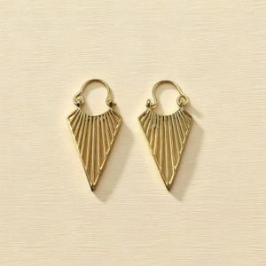 Triangle Hoops, Elegant Earrings, Ethnic earrings, Bohemian Jewelry, Brass Earrings, Boho Earrings Brass Jewelry Minimalist Earrings, tribal