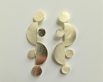 Modern Abstract Brass Earrings, Geometric Earrings, Gold Plated Statement Earrings, Elegant Earrings, Fashion Earrings, Boho Brass Earrings