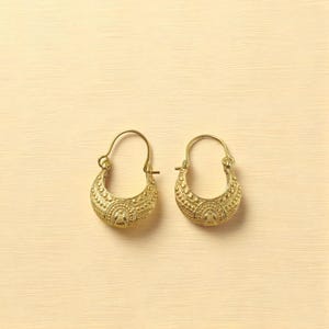 Tribal Brass Crescent Earrings, Handmade Boho Hoop Earrings, Vintage Ethnic Jewelry, Festival Gift for Her, Brass Earrings Handmade Earrings