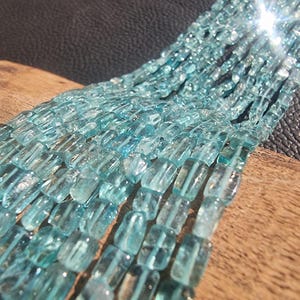 AAA Natural Apatite Rectangle 3mm Beads, Stone Beads for Jewelry Making 3mm, 14.5 inch Full Strand, Rectangle Beads, 3mm Apatite Beads