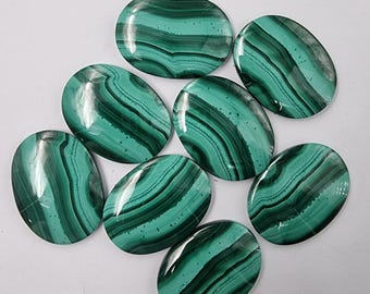 Lotto di pietre preziose di malachite ovale: cabochon a fondo piatto per la creazione di gioielli