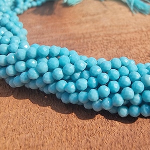 Natural Turquoise Beads, 2mm Faceted Round Beads, Real Genuine Blue Faceted Cut Gemstone, 2mm Turquoise Beads, Jewelry Making, 12.5 Strand