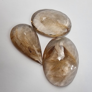 Natural Golden Rutile Quartz Cabochon Loose Gemstone For Making Jewelry, Golden Rutile Gemstone, Mix Shape Golden Rutile Quartz Cabochon,