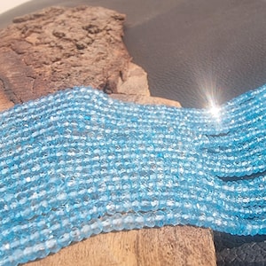 AAA Sky Blue Topaz Faceted Rondelle Beads 2mm, Loose Beads For Jewelry Making, Natural Blue Topaz, Faceted Round Beads 13.5 Strand 2mm