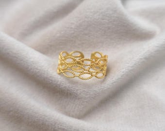 Anillo ajustable de latón chapado en oro de 14k, anillo delicado para uso diario, joyería boho minimalista para mujer, joyería llamativa, joyería de moda