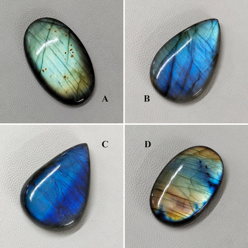 Labradorite Gemstone Labradorite Multi Flash Mix Shape 4 pc Lot Cabochon Gemstone Loose Gemstone For Making Macrame and Wire Wrapping