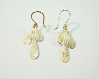Gold Plated Brass Dangle Earrings, Minimalist Gold Drop Earrings, Abstract Teardrop Earrings, Modern Statement Earrings, Gift For Her