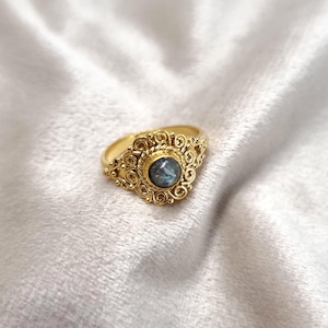 Labradorite Ring, Brass Ring, Adjustable Ring, Handmade Brass Statement Ring Gemstone  Ring, Women Ring, Engagement Ring, Gemstone Jewelry