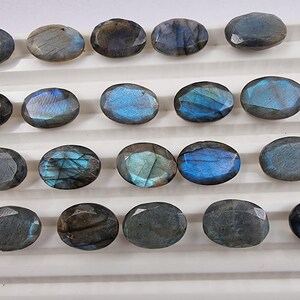 Blue Labradorite Faceted Cut Gemstone, Loose Gemstone For Jewelry Making Labradorite Rose Cut Gemstone Semi Precious Gemstone, Oval Gemstone