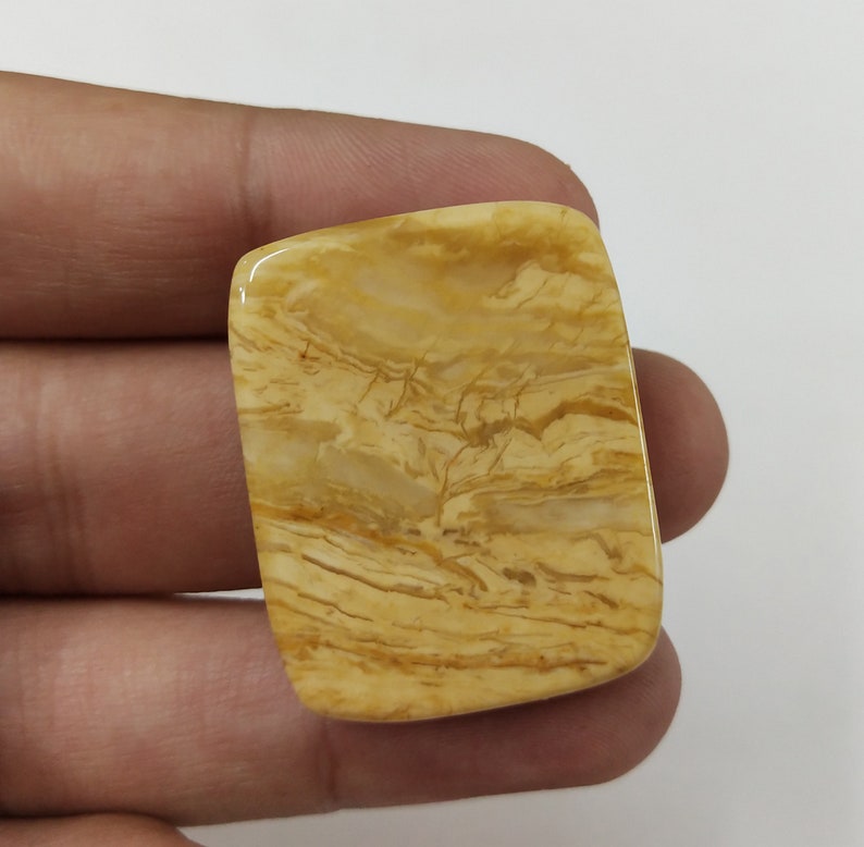 Concentration Power Loose Flatback Rare Cabochon Gemstone for Self Healing 34*27*8 mm Big Cushion Shape Brown Jasper Gemstone