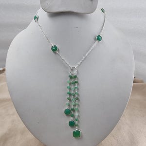 Natural Chrysoprase Necklace, May Birthstone Jewelry, Chrysoprase Pendent, Gifts for Her, Bridesmaid 925 Sterling Silver Chrysoprase Jewelry