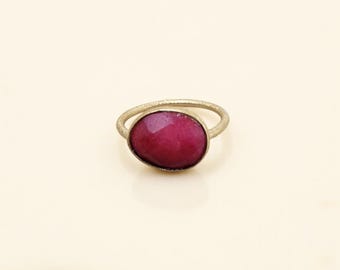 Facettierter Rubin Korund Ring Vergoldet Statement Ring Handgemachter Edelstein Ring Stein Ring Natürlich Rot Kristall Schmuck Oktober Birthstone Geschenk