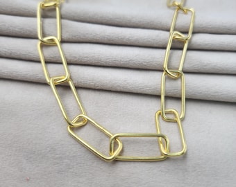 Klobige Messingkette, vergoldet Gliederkette Minimalist Kette Zierliche Halskette Handgemachter Schmuck Statement Kette Halskette für Frauen