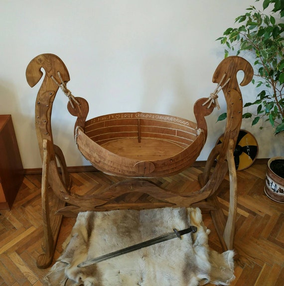 viking ship baby cradle for sale
