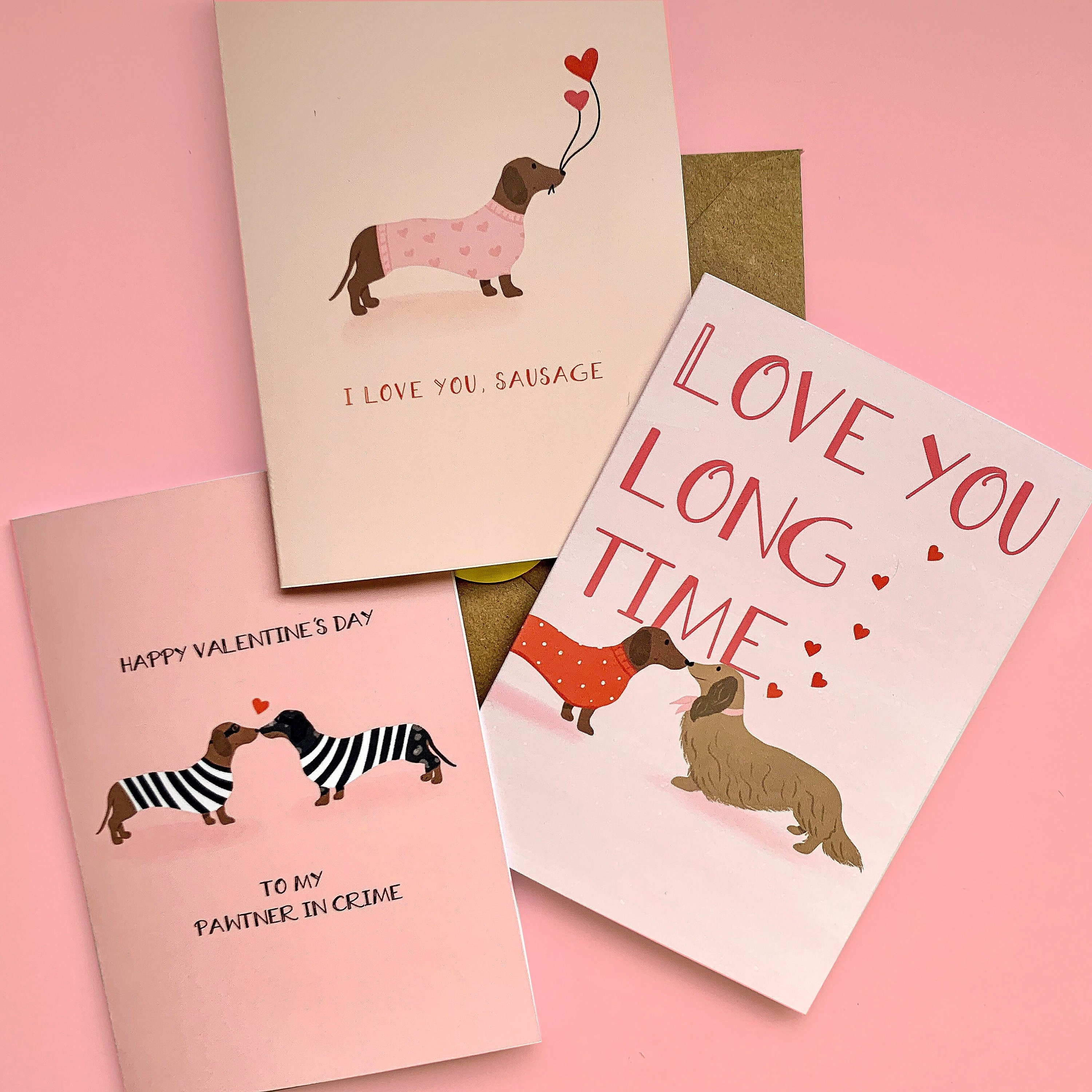 I Love You Sausage Dachshund Valentines Card Illustrated Etsy