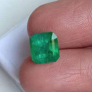 Asscher Cut Emerald Faceted Gemstone, 3.68 Ct Zambian Emerald Loose, 9.2x8.5 mm Earth Mine Emerald For her Gift 9.2x8.5 mm, Gift For jewelry