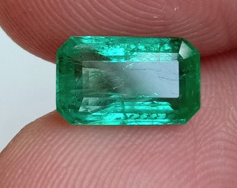 Vivid Green Emerald Octagon Loose Gemstone, Untreated Unheated Emerald Octagon,1.98 CT Emerald for Ring,Earth mine Zambian Emerald Cut Stone