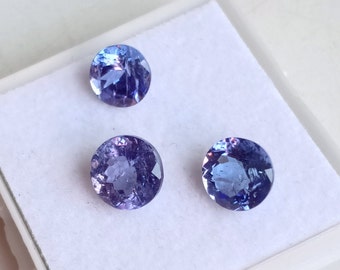 3.28 ct Tanzanite Gemstone Pair: Round Blue Purple Tanzanian Stone