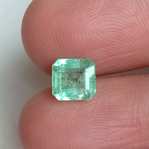 Green Asscher Cut Emerald_ Extraordinary Green Emerald,1.58ct Genuin Certified Emerald, Columbian Octagon of Emerald 6.7×6.3 MM,Columbian.