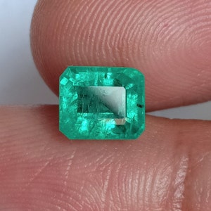 Esmeralda natural de Zambia - Octágono cuadrado de esmeralda - 1,70 cts - Octágono de gran lustre - Octágono de color brillante, Octágono de esmeralda Earth Mine