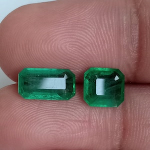 2 piezas de esmeralda natural octagonal, piedra preciosa esmeralda fina, brillo vibrante, esmeralda verde brillante, esmeralda limpia y suelta, 3,11 cts