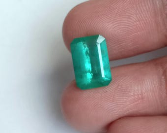 Ocean Green Emerald: 3.50 Cts, Zambian Octagon Cut, Precious Emerald Gemstone.