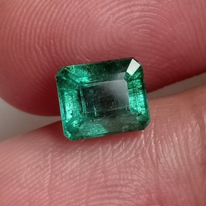 Esmeralda verde vivo en forma de octágono, piedra preciosa suelta de esmeralda certificada en forma de octágono, esmeralda vintage de Zambia de 1,89 cts, esmeralda extrafina de 7,75 x 6,6 mm