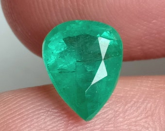 Vivid Green Natural Emerald Pear Cut 2.18 Cts / Top Green Emerald loose, Pear Shape Emerald / Zambian emerald / May Birthstone, Emerald Pear