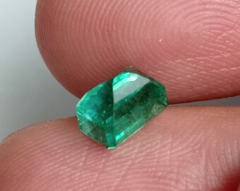 ザンビア産天然エメラルド：細長い八角形のファセットカットルース宝石