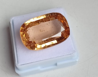 Natural Yellow Garnet: 26.18 Carat Cushion Cut Gemstone