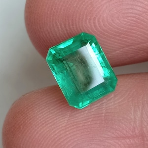 Esmeralda natural verde vivo de corte octogonal de 2,58 cts / Esmeralda verde brillante suelta, esmeralda de forma octogonal / Esmeralda de Zambia / Piedra natal de mayo