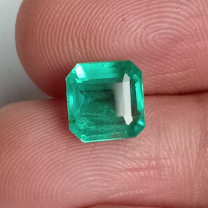 Kolumbien Farbe Asscher Cut Smaragd Grün Octagon Brilliant Cut für schwarze Rhodium Halskette, Mai Birthstone Geschenk, 7.8x7.6 mm Sambia Smaragd 2.43