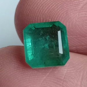 AGR Certified Emerald For Wedding, Natural Asscher Cut Emerald Octagon Origin Zambia,3.17 Cts Green Stone